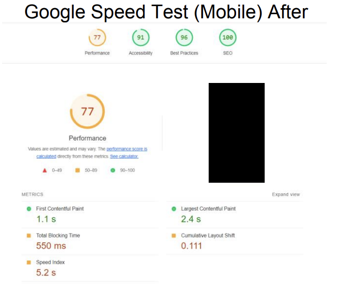 WordPress Speed Optimization (Mobile after)