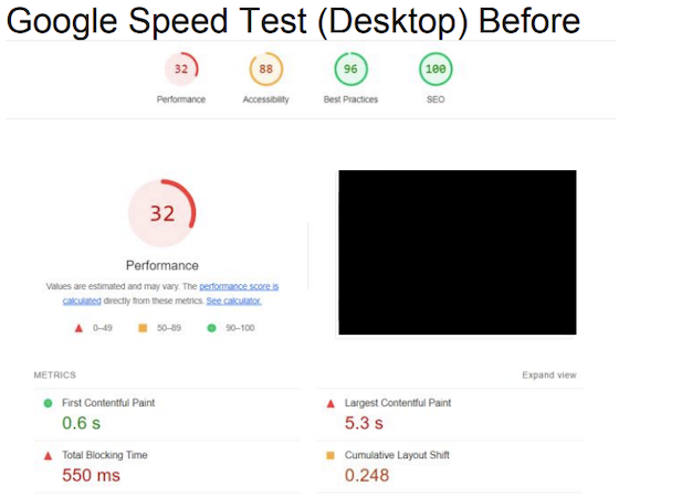 WordPress Speed Optimization (desktop before)